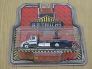 グリーンライト グッドイヤー 積載車 H・D・TRUCHS GREENLIGHT 1/64 INTERNATIONAL DURASTAR GOODYEAR FLATBED＆REPAIR MAN FIGURE Toy Car