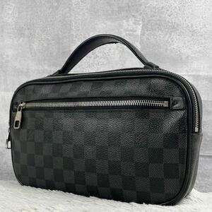 美品 LOUIS VUITTON ルイヴィトン ダミエ アンブレール ウエストポーチ ボディバッグ ショルダー ベルト ハンド PVC レザー 黒 グレー 