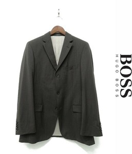 T159/USA製 HUGO BOSS CERRUTI テーラードジャケット イタリア製生地 3つボタン 総裏 センターベント 40R L グレーブラウン