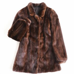 極美品●MINK ミンク 本毛皮ショートコート ジャケット ブラウン 11号 毛質艶やか・柔らか◎