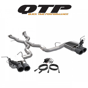 QTP ジープ グランドチェロキー トラックホーク 2018-2021 6.2L キャットバック エキゾースト ブラックTip バルブ開閉