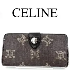 CELINE セリーヌ 長財布 マカダム ロゴ金具 ワンポイントロゴ レザー