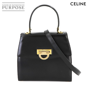 セリーヌ CELINE 2way ハンド ショルダー バッグ レザー ブラック ゴールド 金具 Hand Shoulder Bag 90238912