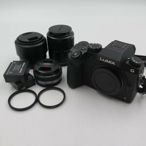 1円〜 Panasonic パナソニック LUMIX G DMC-G7 ミラーレス一眼カメラ レンズ3点 通電確認済 現状品 y280-2839219【Y商品】
