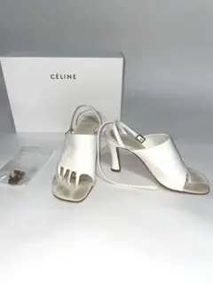 セリーヌ　celine フィービー  サンダル　ヒール　レザー　ホワイト　レア