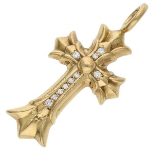 クロムハーツ ネックレストップ 22K ダブルCHクロス PAVEダイヤ/チャーム/ゴールドネックレストップ 中古 SS07