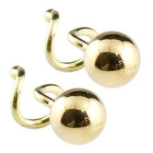 ピアス 18金 メンズ キャッチのいらないピアス 丸玉 4mm イエローゴールドk18 18k 地金 シンプル スパイラルピアス