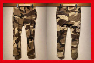 ♪送料無料★1piu1uguale3★パンツ★BIG CAMO STRETCH COTTON 7.5 TAPERED SLACKS★Brown camo★2015SS★MRP122★定価39,960円★茶★Ⅲ♪