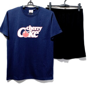 特価/未使用【サイズ=L】 Cherry Coke/チェリーコーク/コカコーラ/メンズ/半袖/Tシャツセット/上下組/セットアップ/胸囲=96～104cm/navy