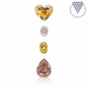 合計 0.69 ct 天然 カラー ダイヤモンド 4 ピース GIA 2 点 付 マルチスタイル / カラー FANCY DIAMOND 【DEF GIA MULTI】