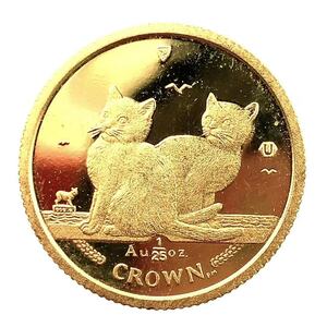  マン島金貨 エリザベス女王 猫 1/25オンス 2003年 1.2g K24 純金 イエローゴールド コレクション Gold