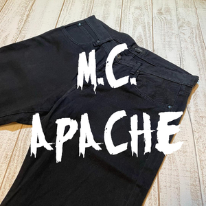 【mc.apache】エムシーアパッシュ ストレッチ ブラックデニムパンツ Mサイズ