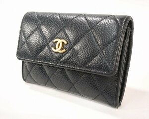 CHANEL シャネル キャビアスキン マトラッセ カードケース 二つ折り ブラック 黒 ココマーク