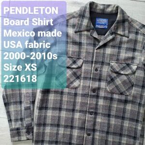 PENDLETONペンドルトン■美品 00s メキシコ製 USA fabric バージンウール BOARD SHIRT ボードシャツ Classic Fit XS 一般M相当 プラッド柄