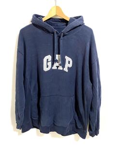 ■ GAP ギャップ 刺繍ロゴ付き リバースタイプ スウェット フーディー 古着 サイズXL ネイビー パーカー オールド ■