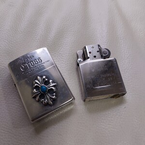 ZIPPO SILVER Cross ターコイズ オイルライター ジッポ シルバー クロス　送185 ライター　銀