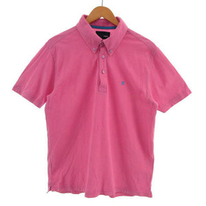 ハーレー Hurley ポロシャツ 半袖 ボタンダウン ロゴ刺繍 コットン ピンク ブルー 青 L レディース