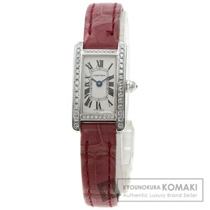 CARTIER カルティエ WB710015 ミニタンク アメリカン ダイヤモンド 腕時計 K18ホワイトゴールド 革 ダイヤモンド レディース 中古