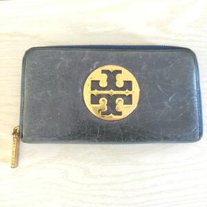 Tory Burch トリーバーチ ラウンドファスナー 長財布 レディース　ファッション　ネイビー　お洒落　シンプル　フォーマル　送料無料