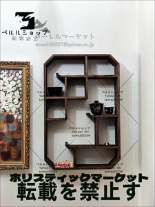 日式 茶碗ラック 茶器展示棚 ソリッド・ウッド 茶道 置物台 材質 桐の木 モダン 茶具収納棚 壁掛け