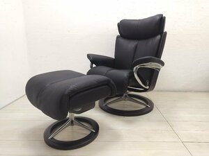 EKORNES エコーネス Stressles Magicストレスレス マジック シグニチャー 70万 リクライニングチェア オットマン 本革 ラウンジチェア