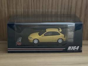 未開封 ホビージャパン1/64 ホンダ シビック タイプR EK9 1997年 サンライトイエロー