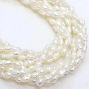 ＊本真珠5連ネックレス＊j 約21.3g 約38.0cm パール pearl necklace jewelry silver CE0/DA0