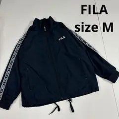 FILA ナイロンジャケット　ジャージ　古着　肩ライン　ネイビー　M