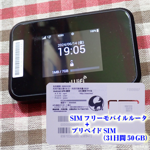 SIMフリーモバイルルータ Pocket WiFi 809SH (Wi-Fi STATION SH-05Lと同機器) [中古] + プリペイドSIM（31日間50ギガ）セット