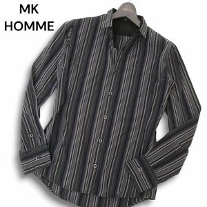 MK HOMME ミッシェルクラン オム 通年 長袖 ストライプ★ シャツ Sz.46　メンズ　C4T08494_9#C