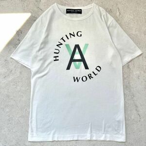 【ハンティングワールド】美品 上質 Daniel Arshamコラボ Lサイズ ロゴ Tシャツ カットソー 白 Hunting world