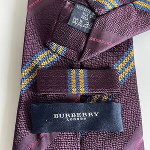 BURBERRY LONDON (バーバリーロンドン)紫青黄色ブランド名ストライプネクタイ