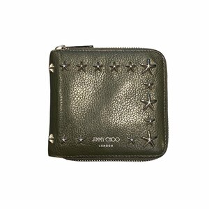 ジミーチュウ JIMMY CHOO LAWRENCE ローレンス スタッズ 星 スター 二つ折り財布 グリーン カーキ 緑 ☆AA★ メンズ レディース