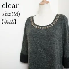 【美品】clear チュニック 切り替えデザイン 五分袖 グレー ブラック M