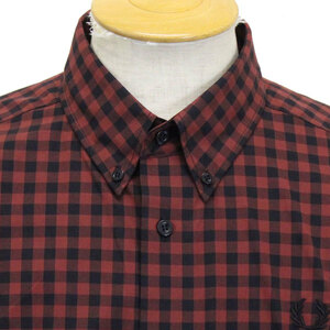 FRED PERRY (フレッドペリー) M8561 2 COLOUR GINGHAM SHIRT 2カラー ギンガムシャツ FP375 122PORT XS