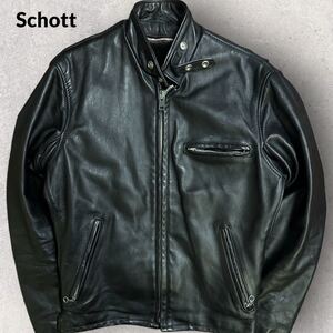 Schott ショット 米国製 641シングルライダースジャケット ボアライナー付 サイズ36 ブラック MADE IN USA ステアハイド