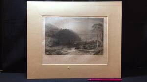 【真作 J.M.W.Turner(ターナー)/銅版画29】『Llangollen』●イギリスロマン主義●縦33.5×横40.5㎝●検)リトグラフ/水彩画/風景画