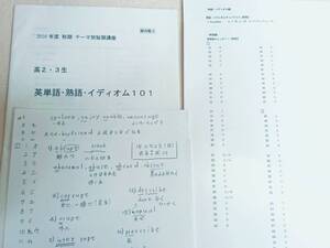 河合塾　成川博康先生　18年度　秋期　テーマ別短期講座　英単語・熟語・イディオム101　講義プリント　駿台　鉄緑会　河合塾　東進　Z会