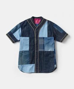 UNITED ARROWS & SONS ユナイテッドアローズ＆サンズ PATCHWORK BASEBALL SHIRT パッチワーク ベースボールシャツ 刺し子 藍染 デニム