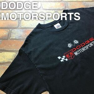 ★訳有り価格★メキシコ製★【DODGE MOTORSPORTS ダッジ モータースポーツ】刺繍ロゴ 半袖 Ｔシャツ[海外規格 L]黒 アメ車 NASCAR K3-013