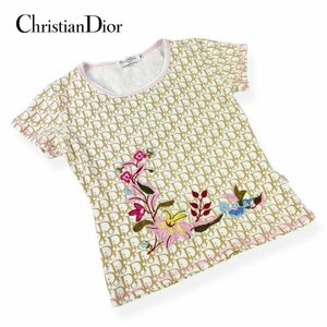 ★美品/激レア★ Christian Dior クリスチャン ディオール トロッター 2005年 ヴィンテージ 花柄刺繍Tシャツ Mサイズ フランス製